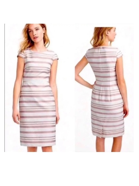 J. Crew Dresses & Skirts - J. Crew Striped Cap-Sleeve Sheath Dress in Blush and White